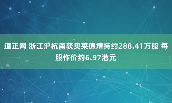 道正网 浙江沪杭甬获贝莱德增持约288.41万股 每股作价约6.97港元