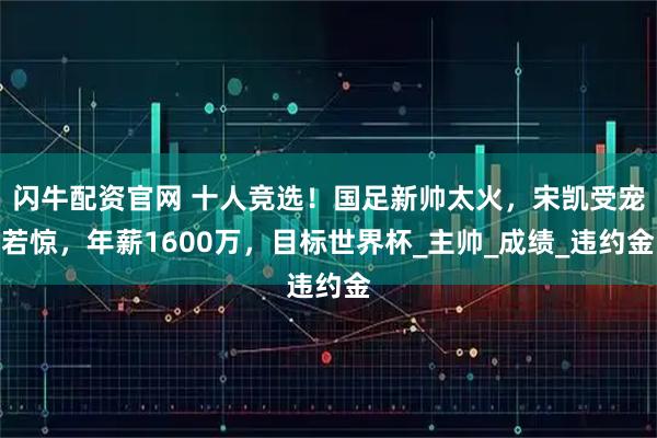 闪牛配资官网 十人竞选！国足新帅太火，宋凯受宠若惊，年薪1600万，目标世界杯_主帅_成绩_违约金